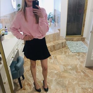 H & M Black Pleated Skirt with Buttons on side